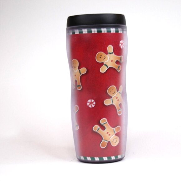 Starbucks Barista 2001 Gingerbread Man Theme 16oz Travel Coffee Tumbler Retired - Picture 4 of 7